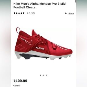 NIKE Alpha Menace Pro 3 red men’s football cleats brand new with box  size 11